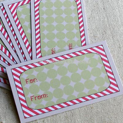 10 Candy Cane and Polka Dot Adhesive Gift Tags
