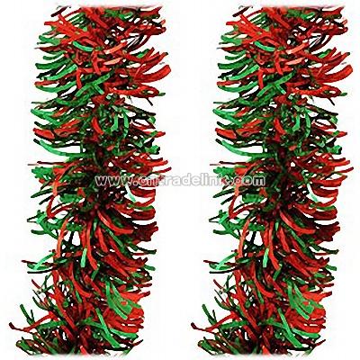 12' Red And Green Holographic Wave Garland