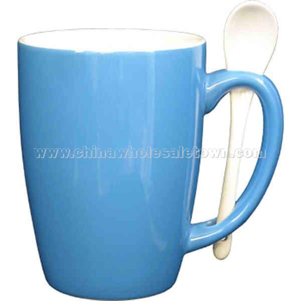 16 oz. white inside and blue outside Ursa ceramic coffee mug