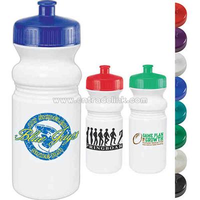 20 oz. water bottle with wide mouth design and accent colored leak proof pull spout