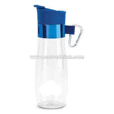 24oz clear polycarbonate bottle with colored cap and metal-plated band