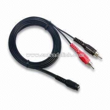 3.5mm Stereo Jack to 2RCA Plugs Audio/Video Cable