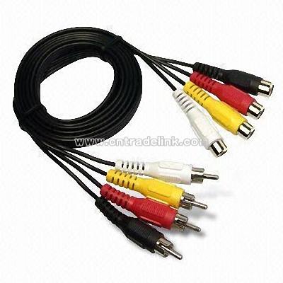 4RCA Plug to 4RCA Jack Audio/Video Cable