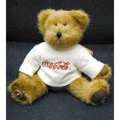 8 inches brown plush bear in white Coca-Cola sweater