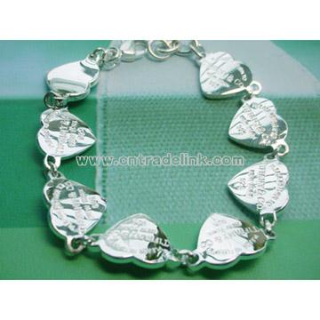 925 Sterling Silver Heart Chain Bracelet