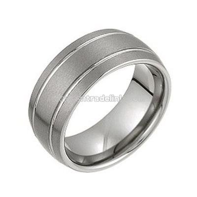 9mm D Shape Tungsten Brushed Metal Ring