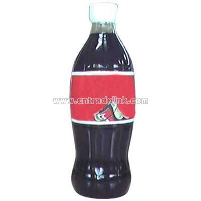 Air sealed balloon inflatable in the shape of soda bottle
