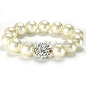 Alloy and Czech crystal with imitation pearls Bangle