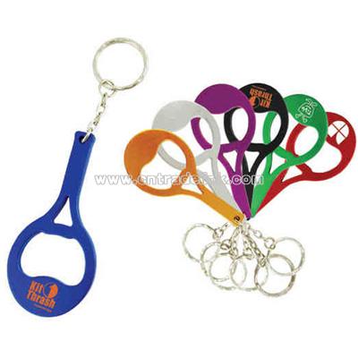 Aluminum tennis racket shape bottle opener key chain