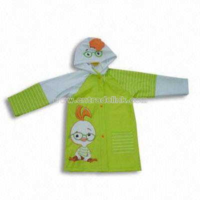 Animal Shaped Children's PVC Raincoat with Snap Closure
