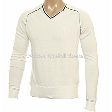 Armani Ivory V-Neck Sweater