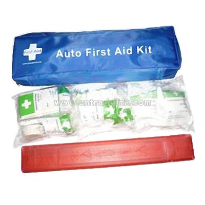 Auto First Aid Kit with Warning Triangle & Reflective Vest