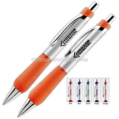 Ballpoint pen with finger adjustable grip section