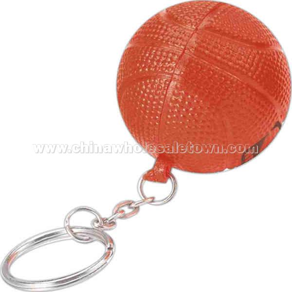 Basketball-Stress reliever key chain with sport stress ball attached