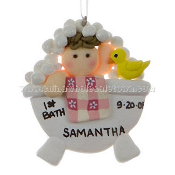 Bath Tub Girl - Personalized Christmas Ornament