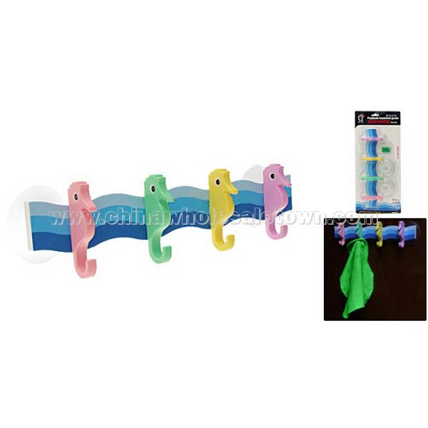 Bathroom Kitchen Suction Cup Seahorse Towel Hanger Hook