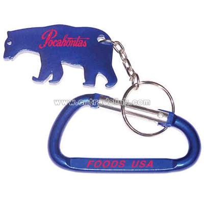 Bear shape bottle opener with key chain and carabineer