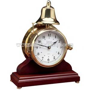 Bell clock and wood base