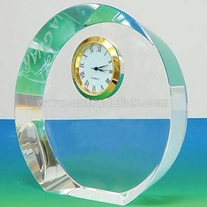 Beveled circle crystal clock