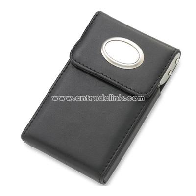 Black PU Leatherette Business Card Case w/ Oval Plate
