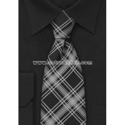 Black and Silver Checkered Necktie