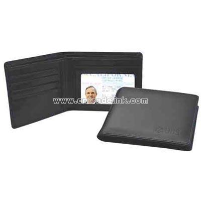 Black leatherette bi-fold wallet