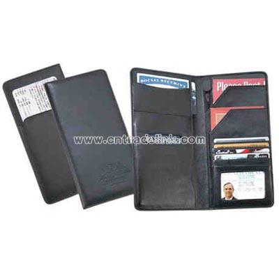 Black leatherette passport wallet