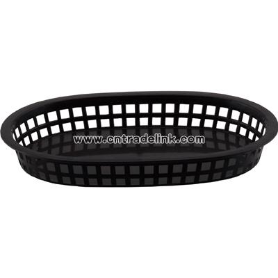 Black oblong plastic fast food basket 10 3/4