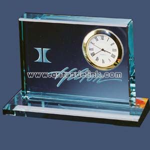 Block clock in jade crystal