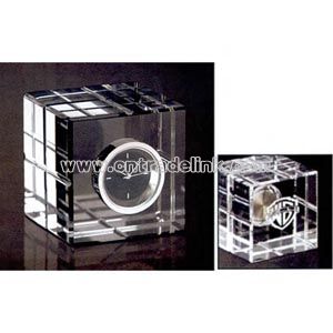 Block shaped crystal desk clock