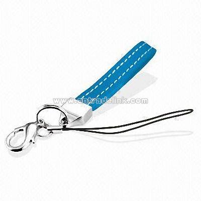 Blue Leather Mobile Phone Strap