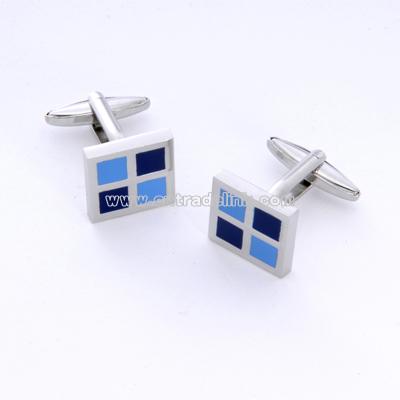 Blue Squares Cuff Links with Personalized Case