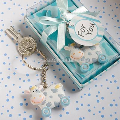 Blue Toy Cow Keychain Favors