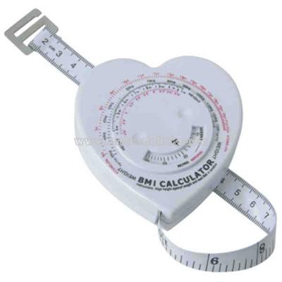 Body Mass Index calculating 1.5m tape measure in a heart shape case