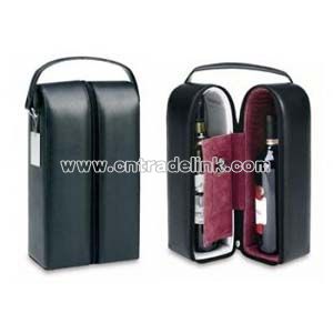 Bonded Leather Wine Tote