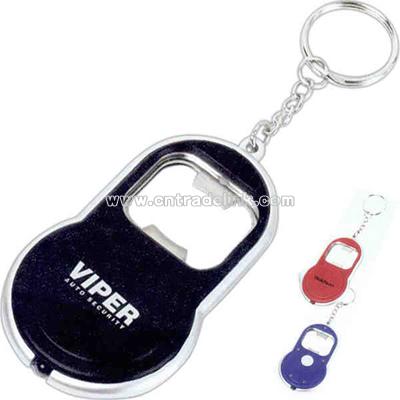 Bottle opener key light with bright white LED and push button on / off