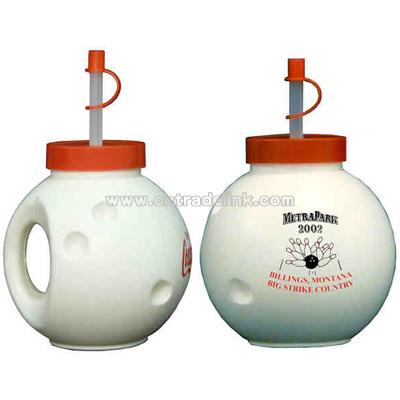 Bowling ball shape cup with straw