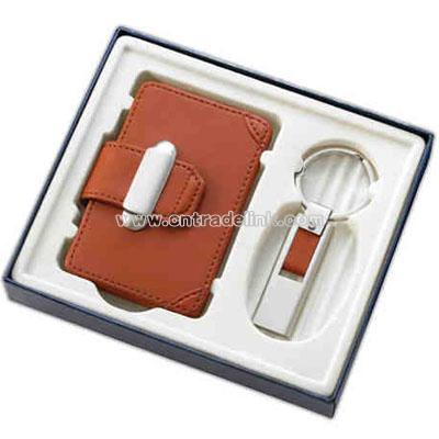 Brown leather case - Gift set