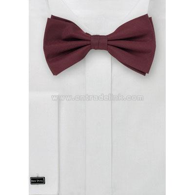 Burgundy Red Bow Silk Tie & Matching Pocket Square