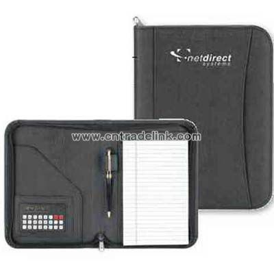 Business portfolio with credit card calculator and paper pad