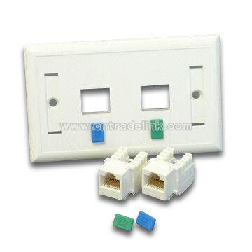 CAT 5E Surface-mount Faceplate with Dual Ports