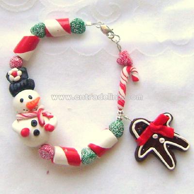 Candy Cane and Sugary Gummies Christmas Bracelet