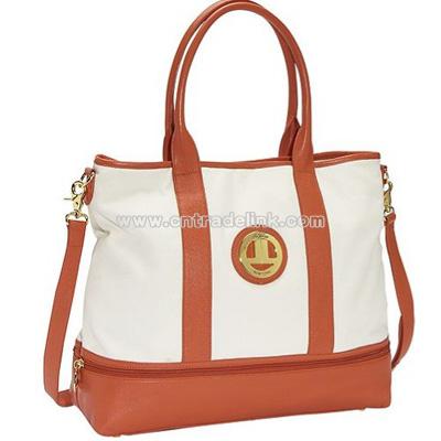 Canvas with Leather Trim Diaper Bags