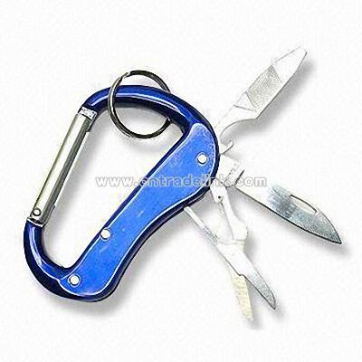 Carabiner Style Pocket Knife with Nail Cleaner and Bottle Opener