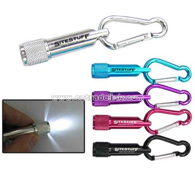 Carabiner and LED light with aluminum casing