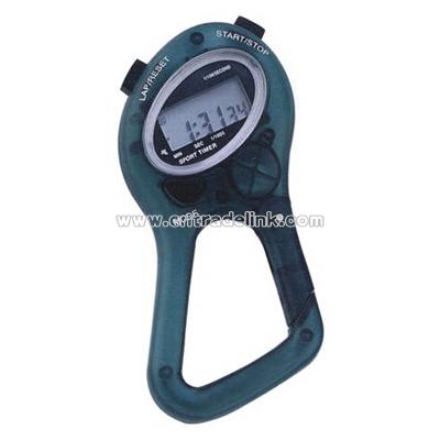 Carabiner chronograph stopwatch with alarm
