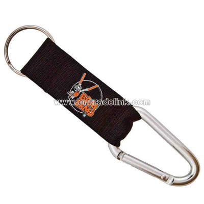 Carabiner keychain with attached strap and key ring