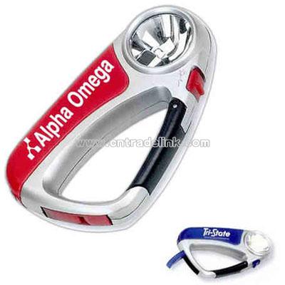Carabiner light with whistle and magnet