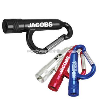 Carabiner with LED flashlight