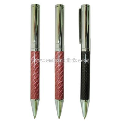 Carbon Fiber Ballpoint Pen with Twist Action and Shine Chrome Finish